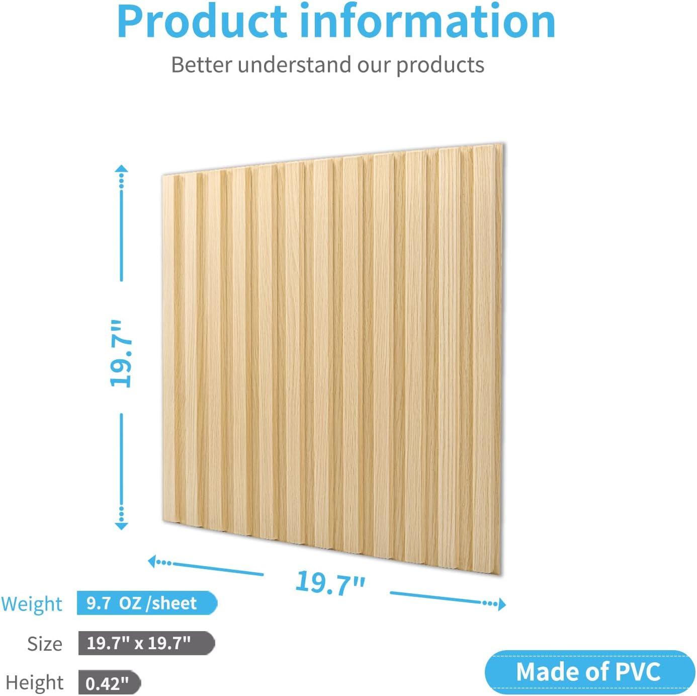imageArt3d Slat Wall Panel 3D Fluted Textured Panel 12Tile 197 x 197in  OakSquare  Oak