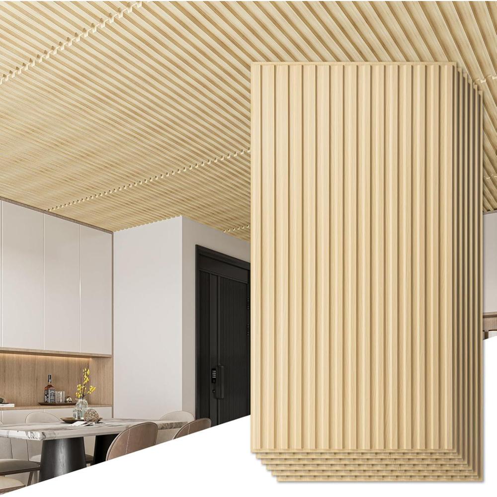 imageArt3d Slat Wall Panel 3D Fluted Textured Panel 12Tile 197 x 197in  OakOblong  Oak