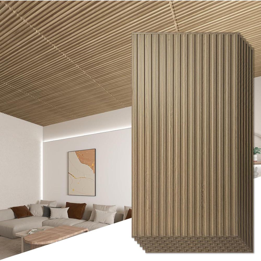imageArt3d Slat Wall Panel 3D Fluted Textured Panel 12Tile 197 x 197in  OakOblong  Walnut