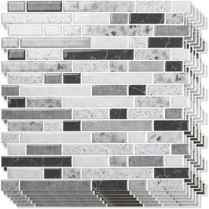 imageArt3d 10Sheet HeavyDuty Peel and Stick Backsplash Waterproof Wall Tiles Stick on Kitchen Backsplash Living Space Carrara GreyCarrara Grey