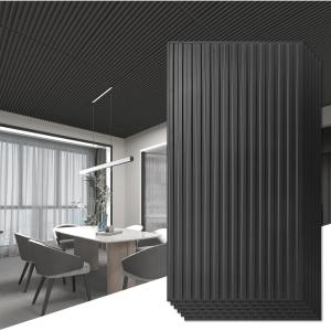 imageArt3d Slat Wall Panel 3D Fluted Textured Panel 12Tile 197 x 197in  OakOblong  Black