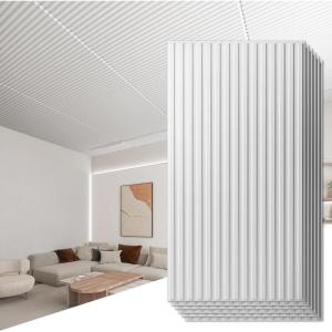 imageArt3d Slat Wall Panel 3D Fluted Textured Panel 12Tile 197 x 197in  OakOblong  White