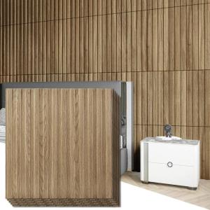 imageArt3d Slat Wall Panel 3D Fluted Textured Panel 12Tile 197 x 197in  OakSquare  Walnut