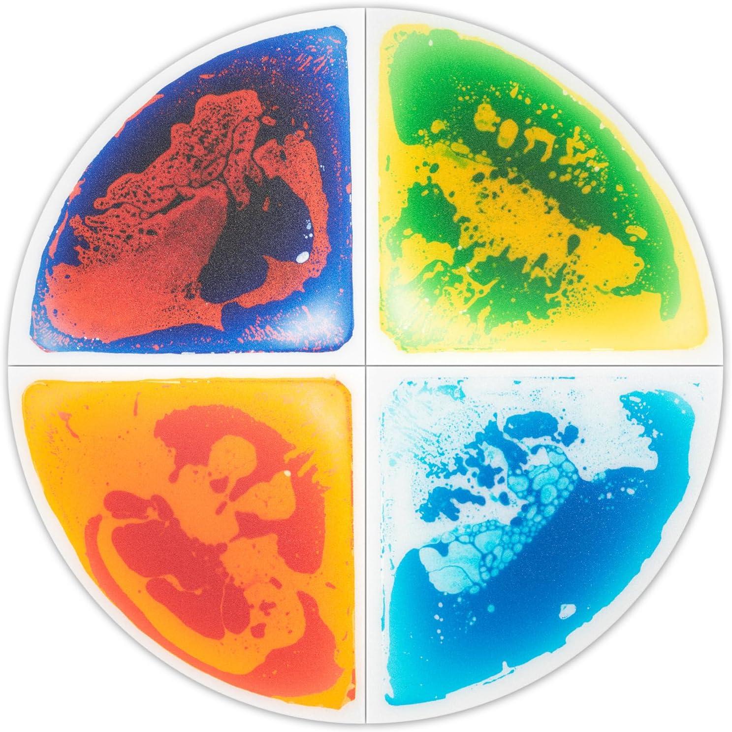 imageArt3d 4Pack Colorful Liquid Sensory Floor Tiles FanShaped Liquid Fusion Sensory Dance Mats for Kid Toddler 13quot x 13quotMulticoloredfanshaped