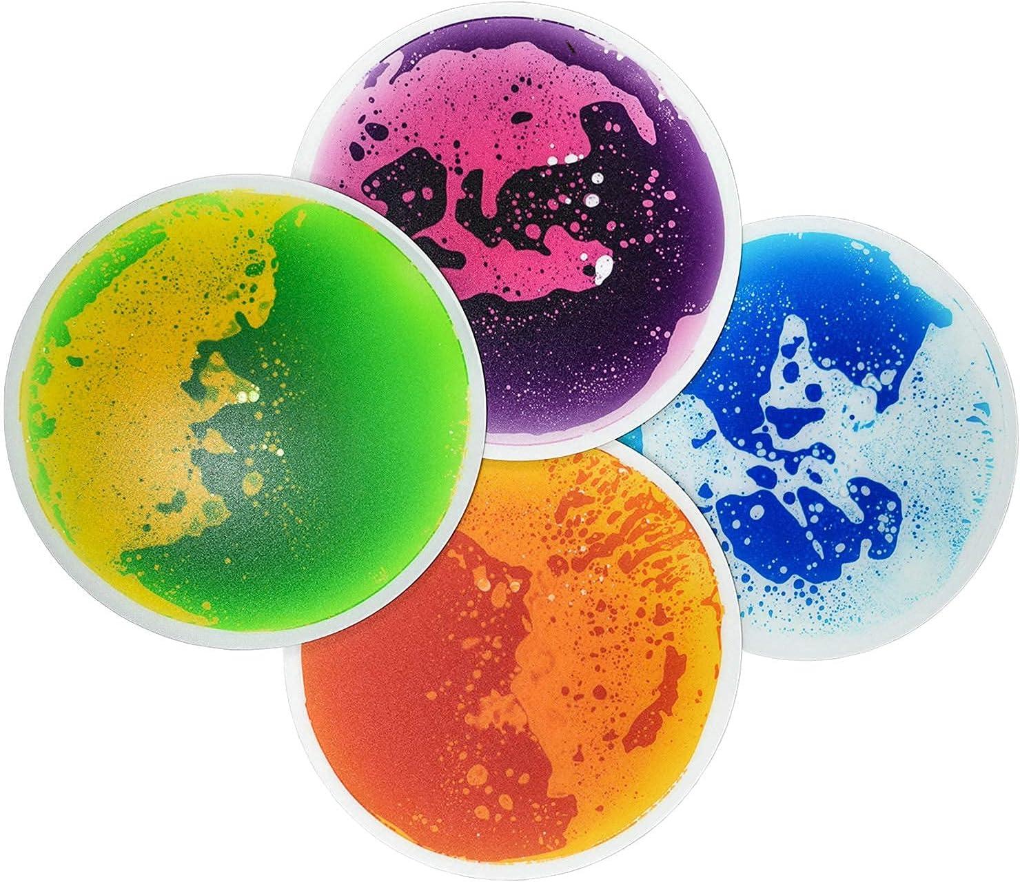 imageArt3d 4Pack Colorful Liquid Sensory Floor Tiles FanShaped Liquid Fusion Sensory Dance Mats for Kid Toddler 13quot x 13quotMulticoloredround 1