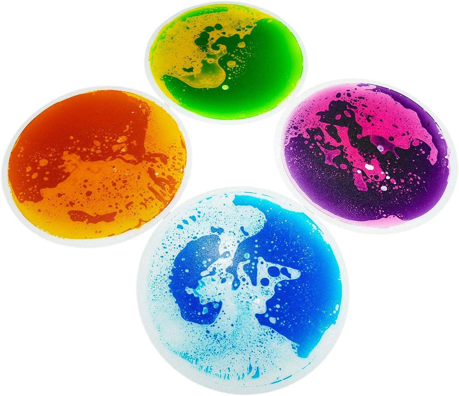 imageArt3d 4Pack Colorful Liquid Sensory Floor Tiles FanShaped Liquid Fusion Sensory Dance Mats for Kid Toddler 13quot x 13quotMulticoloredround 1