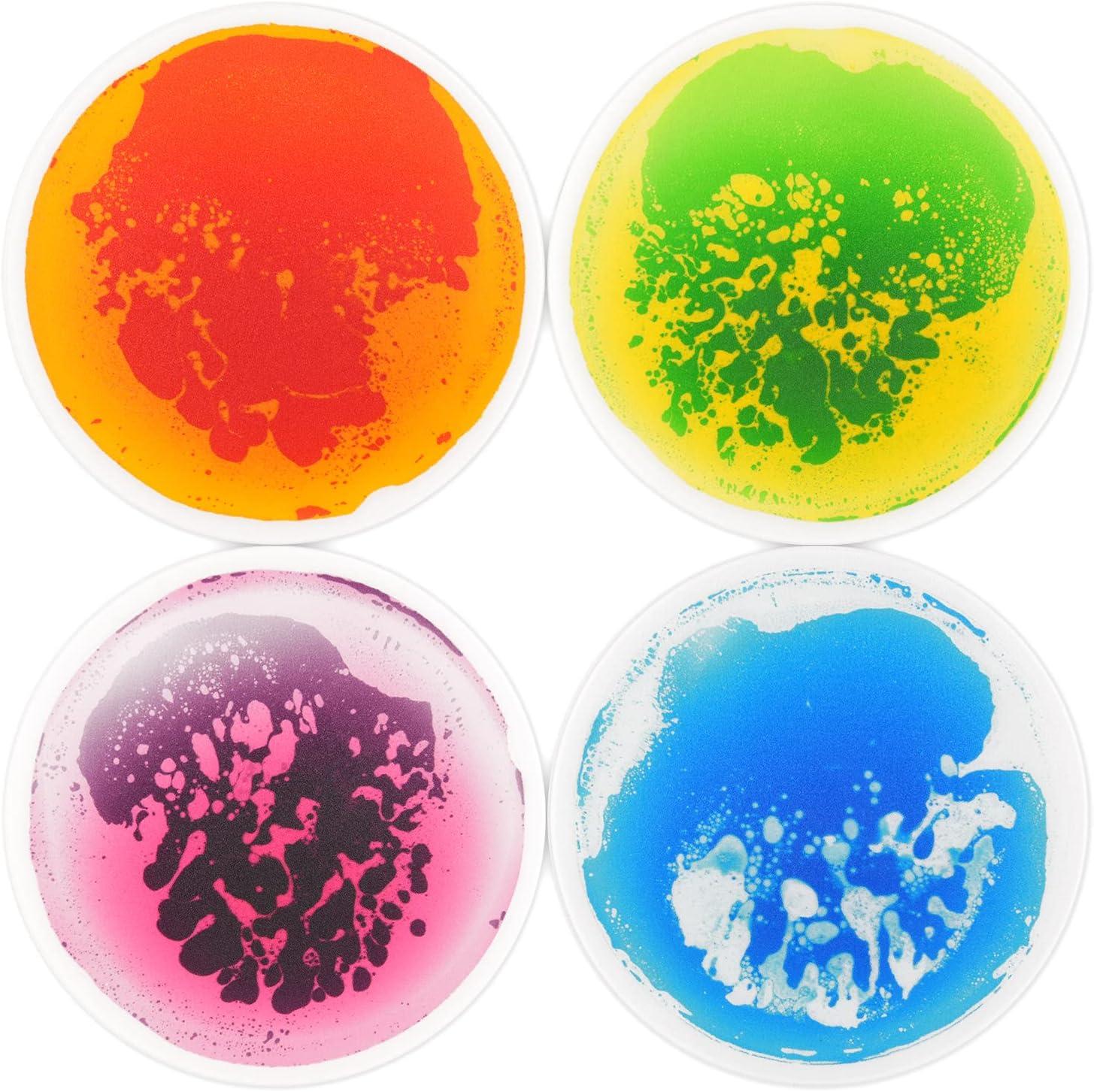 imageArt3d 4Pack Colorful Liquid Sensory Floor Tiles FanShaped Liquid Fusion Sensory Dance Mats for Kid Toddler 13quot x 13quotMulticoloredround 1