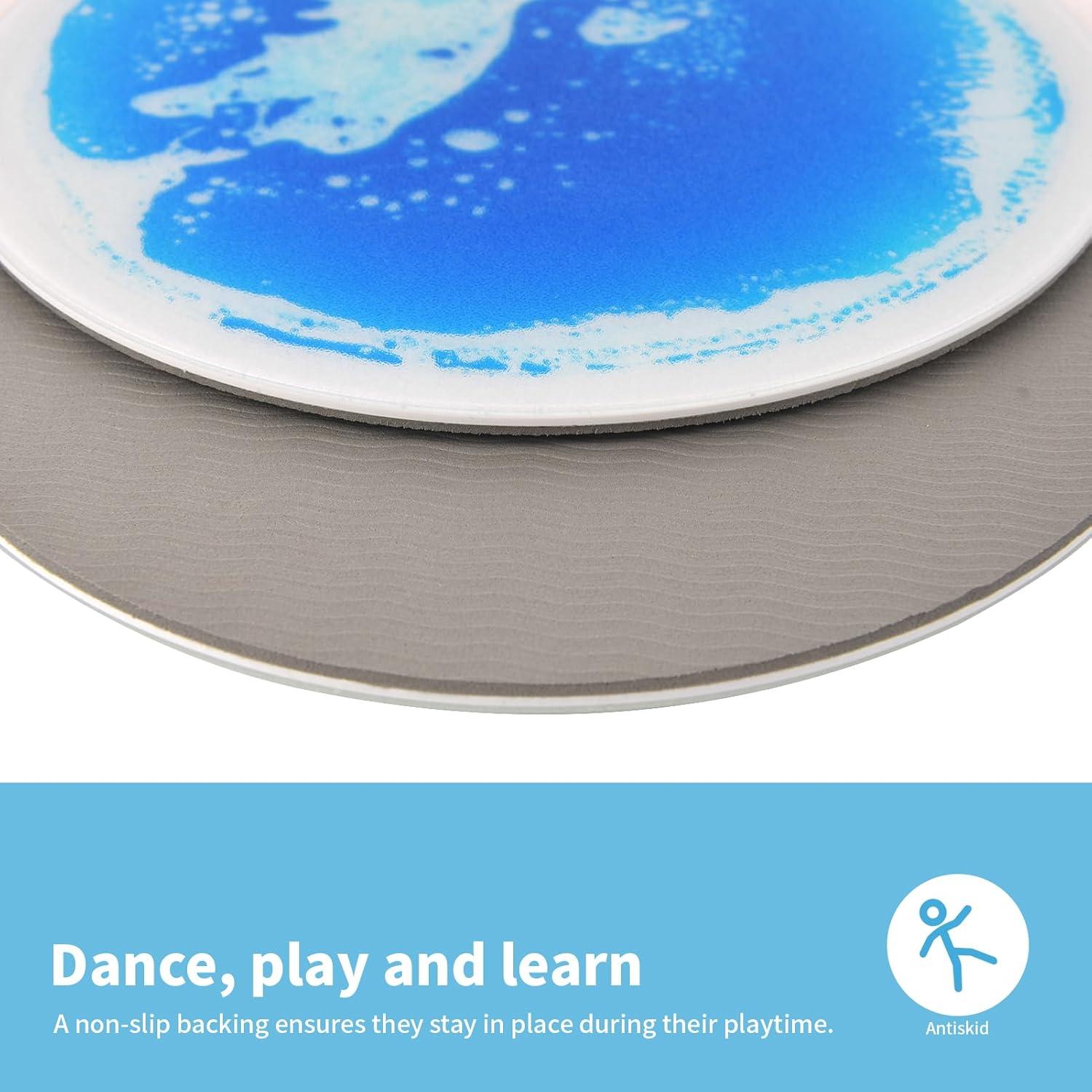 imageArt3d 4Pack Colorful Liquid Sensory Floor Tiles FanShaped Liquid Fusion Sensory Dance Mats for Kid Toddler 13quot x 13quotMulticoloredround 3