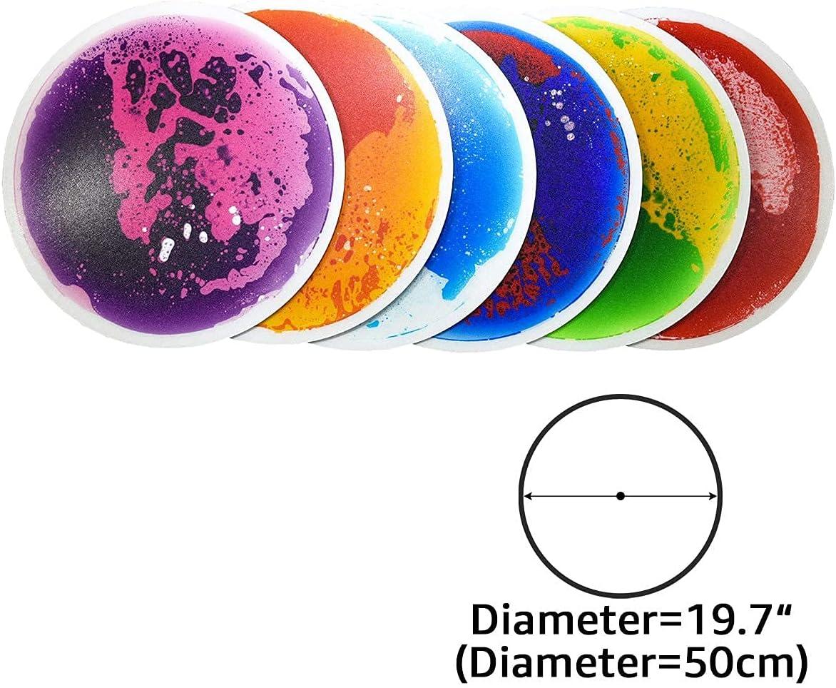 imageArt3d 4Pack Colorful Liquid Sensory Floor Tiles FanShaped Liquid Fusion Sensory Dance Mats for Kid Toddler 13quot x 13quotMulticoloredround 4