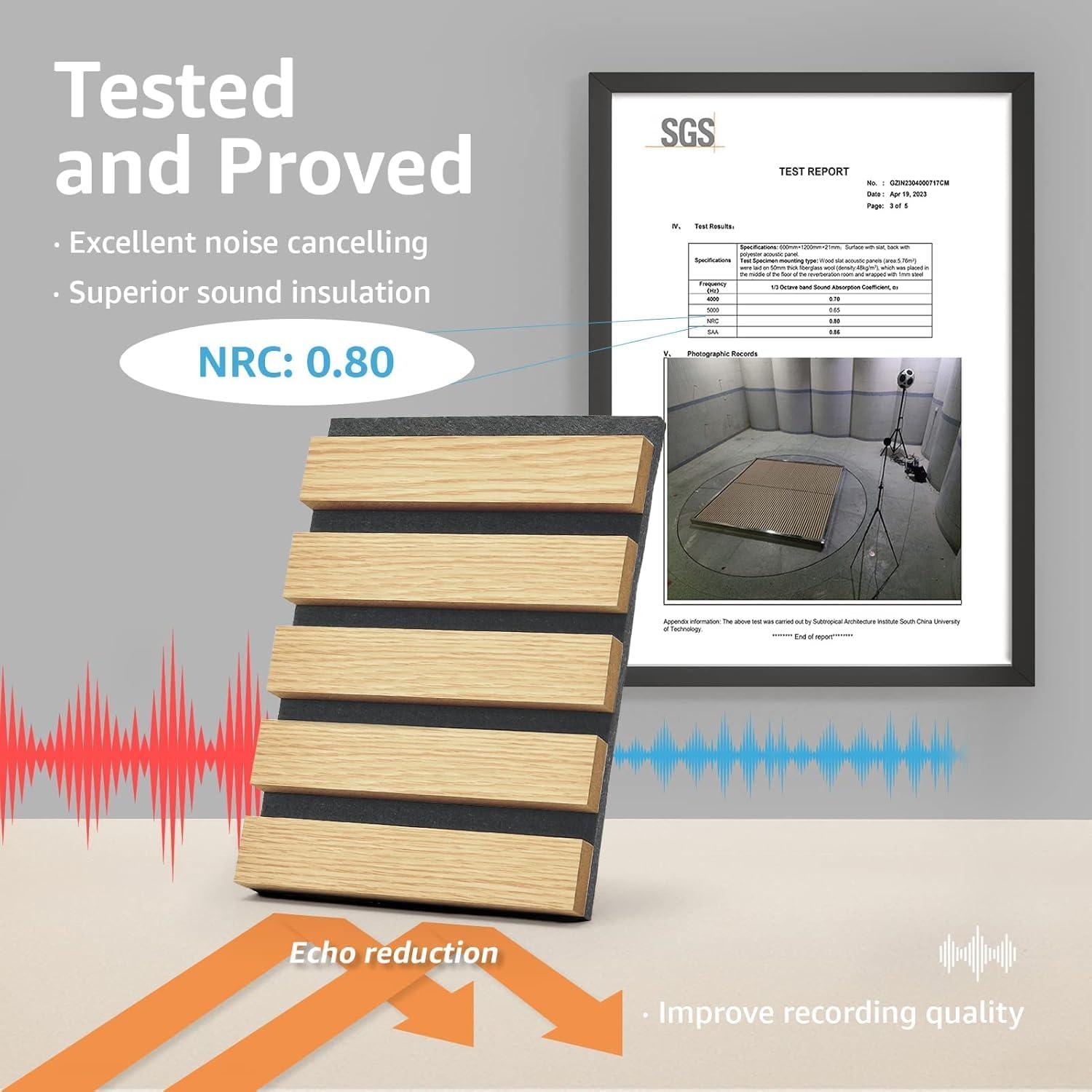 imageArt3d Wood Slat Acoustic Panels Set of 4  3D Fluted SoundAbsorbing Panels for Walls ampamp Ceilings Natural OakOak