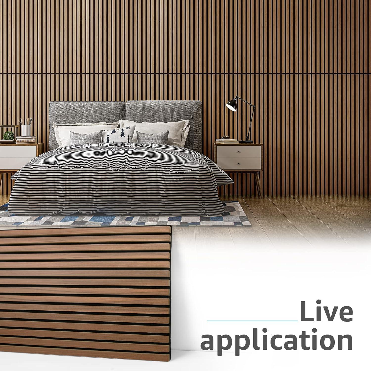 imageArt3d Wood Slat Acoustic Panels Set of 4  3D Fluted SoundAbsorbing Panels for Walls ampamp Ceilings Natural OakWalnut