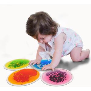 imageArt3d 4Pack Colorful Liquid Sensory Floor Tiles FanShaped Liquid Fusion Sensory Dance Mats for Kid Toddler 13quot x 13quotMulticoloredround 1