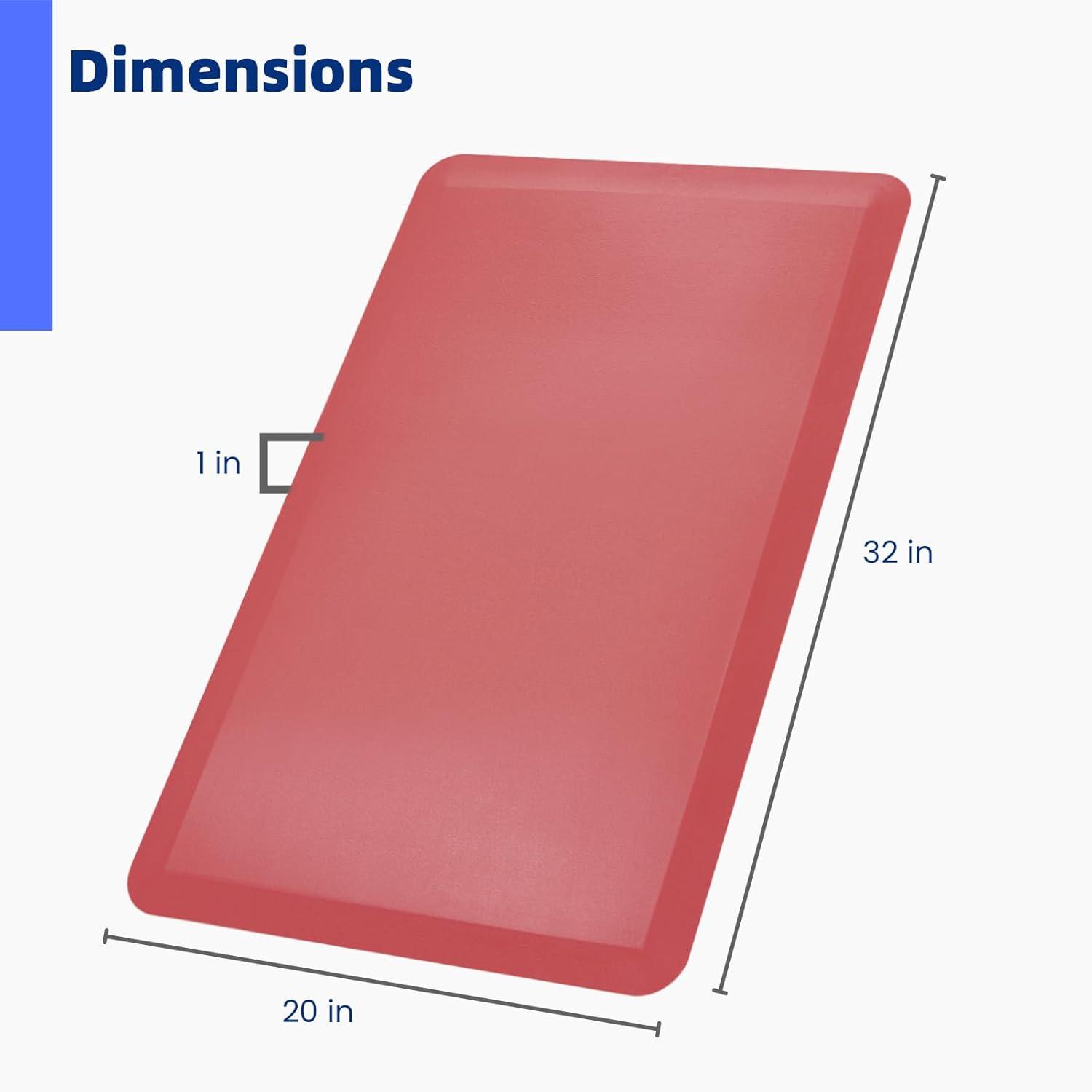 imageArt3d 34quot Thick Kitchen Mats for Floor Waterproof 20quot X 32quot Cushioned Comfort Mat Anti Fatigue Mats for Kitchen Ergonomic Standing Office Desk Home and Garage RedRed