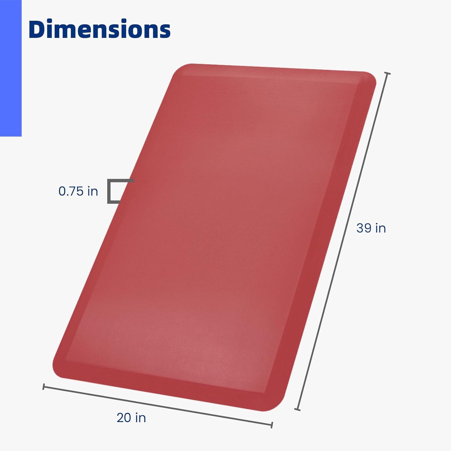 imageArt3d 34quot Thick Kitchen Mats for Floor Waterproof 20quot X 32quot Cushioned Comfort Mat Anti Fatigue Mats for Kitchen Ergonomic Standing Office Desk Home and Garage RedRed