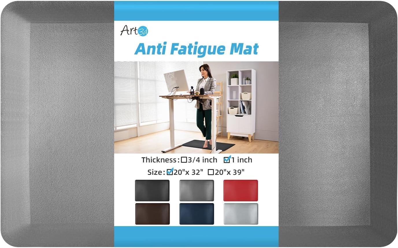 imageArt3d 34quot Thick Kitchen Mats for Floor Waterproof 20quot X 32quot Cushioned Comfort Mat Anti Fatigue Mats for Kitchen Ergonomic Standing Office Desk Home and Garage RedGrey