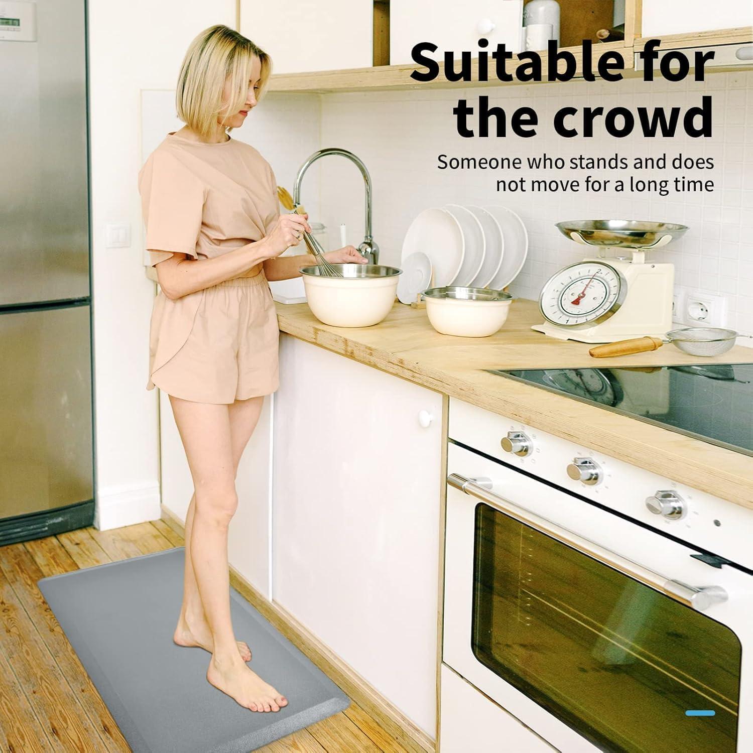 imageArt3d Anti Fatigue Mat  12 Inch Cushioned Kitchen Mats Comfort ampamp Non Slip Cushion for Standing Desk Office or Garage Floor 173quotx28quot Dark GreyDark Grey