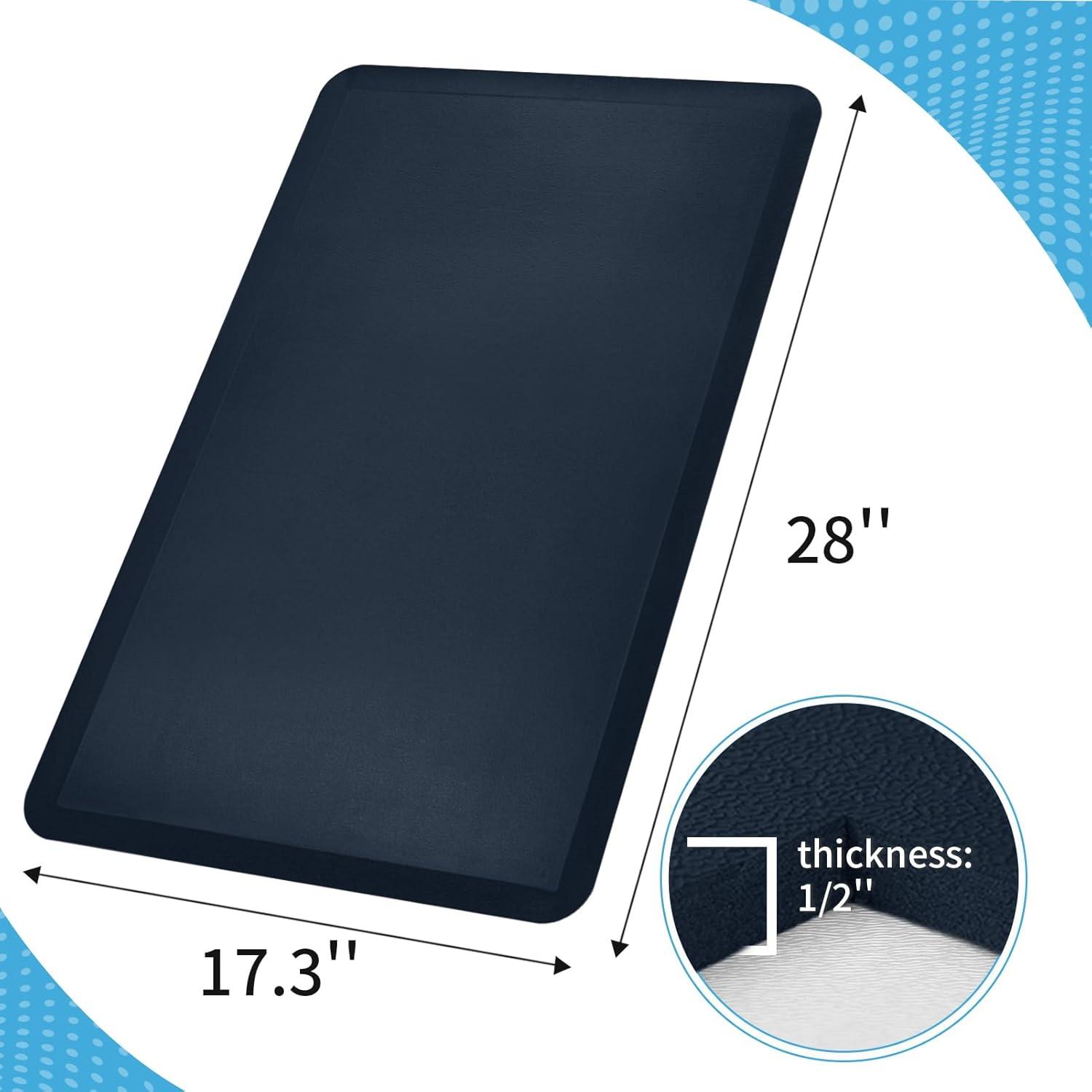 imageArt3d Anti Fatigue Mat  12 Inch Cushioned Kitchen Mats Comfort ampamp Non Slip Cushion for Standing Desk Office or Garage Floor 173quotx28quot Dark GreyMajolica Blue