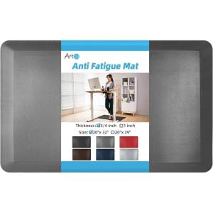 imageArt3d 34quot Thick Kitchen Mats for Floor Waterproof 20quot X 32quot Cushioned Comfort Mat Anti Fatigue Mats for Kitchen Ergonomic Standing Office Desk Home and Garage RedGrey