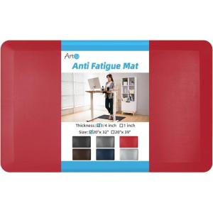 imageArt3d 34quot Thick Kitchen Mats for Floor Waterproof 20quot X 32quot Cushioned Comfort Mat Anti Fatigue Mats for Kitchen Ergonomic Standing Office Desk Home and Garage RedRed