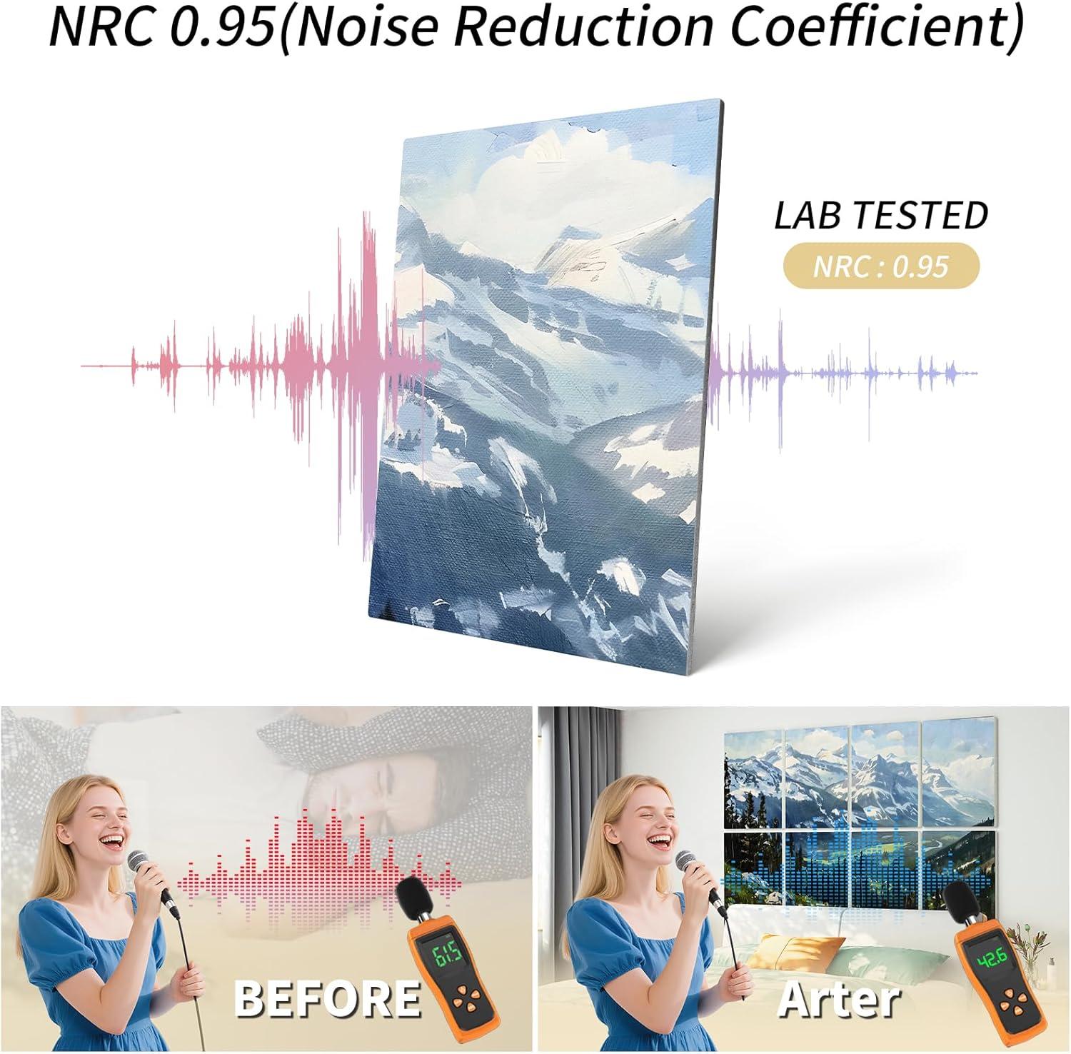 imageArt3d Soundproof Wall Panels 48quotx32quot 8Pack Acoustic Wall Art Panels Sound Absorbing Decorative Wall Panels for Living Room Bedroom Kitchen Studio Polyester UV PrintMontain View