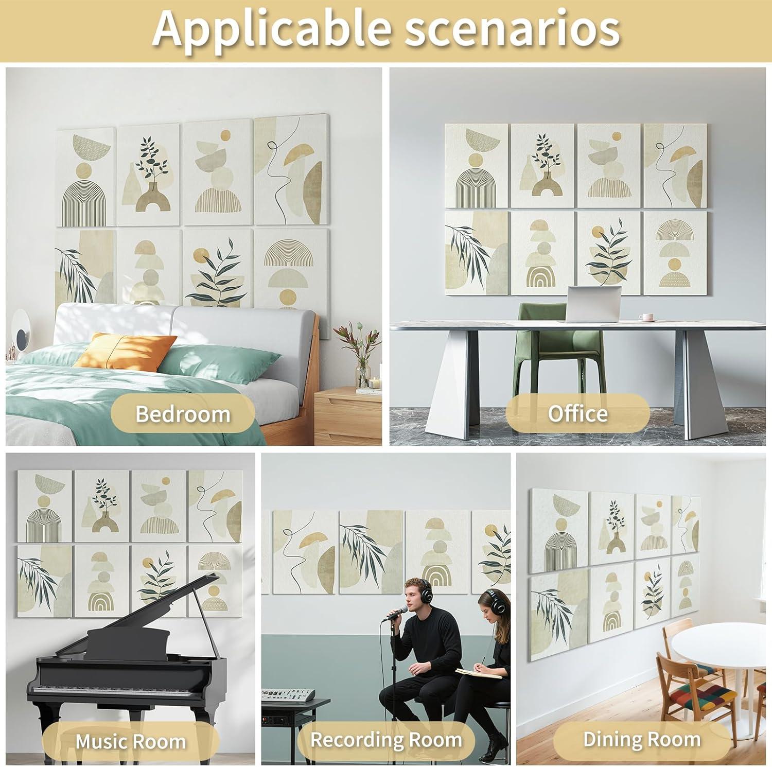 imageArt3d Soundproof Wall Panels 48quotx32quot 8Pack Acoustic Wall Art Panels Sound Absorbing Decorative Wall Panels for Living Room Bedroom Kitchen Studio Polyester UV PrintBoho Style