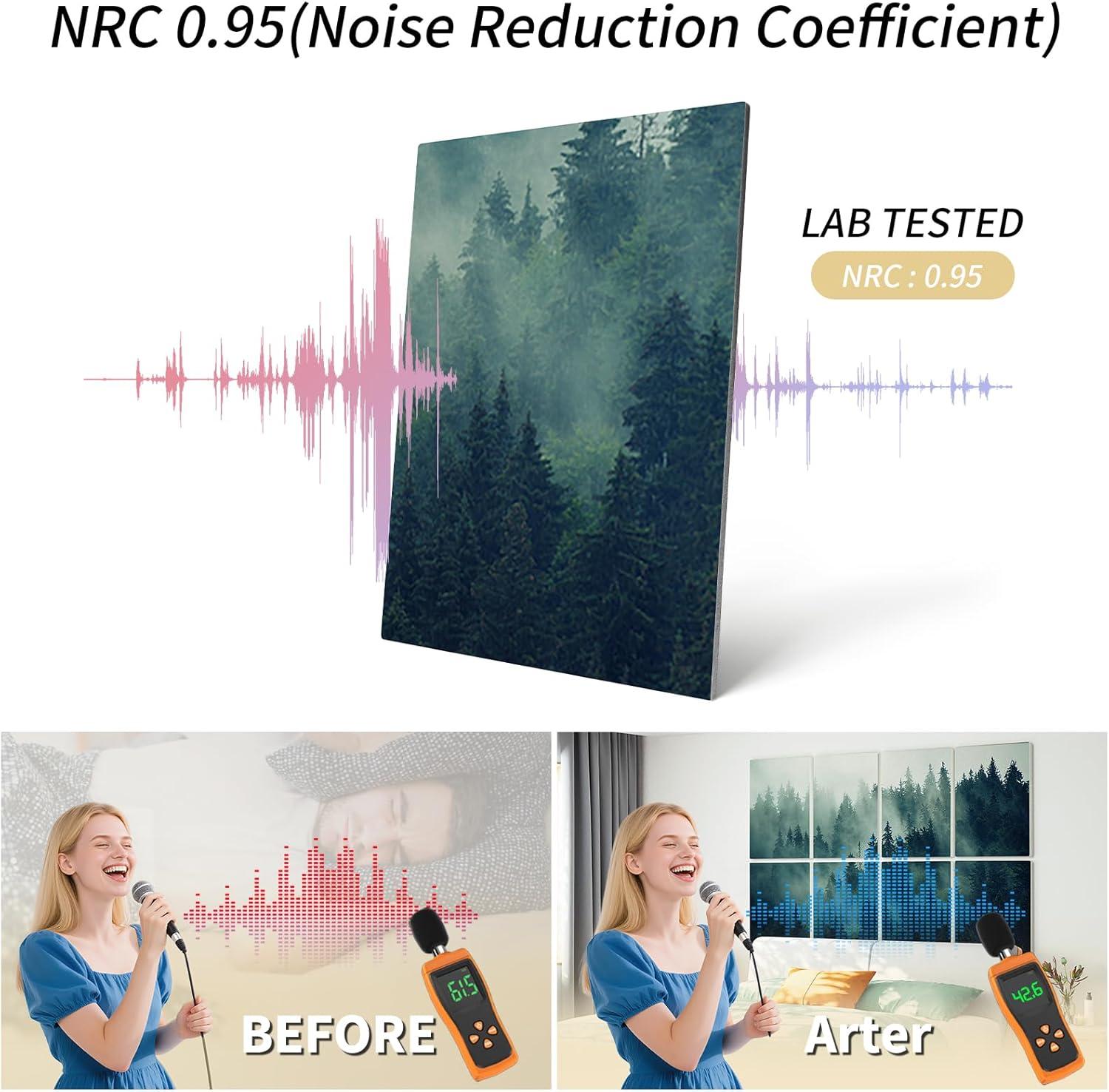 imageArt3d Soundproof Wall Panels 48quotx32quot 8Pack Acoustic Wall Art Panels Sound Absorbing Decorative Wall Panels for Living Room Bedroom Kitchen Studio Polyester UV PrintFoggy Forest