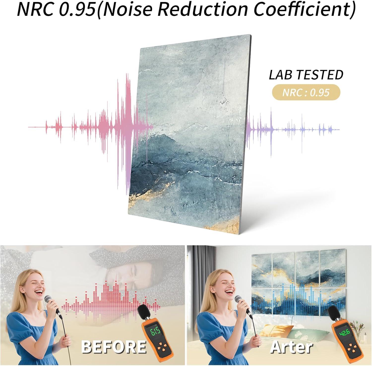 imageArt3d Soundproof Wall Panels 48quotx32quot 8Pack Acoustic Wall Art Panels Sound Absorbing Decorative Wall Panels for Living Room Bedroom Kitchen Studio Polyester UV PrintEthereal Light