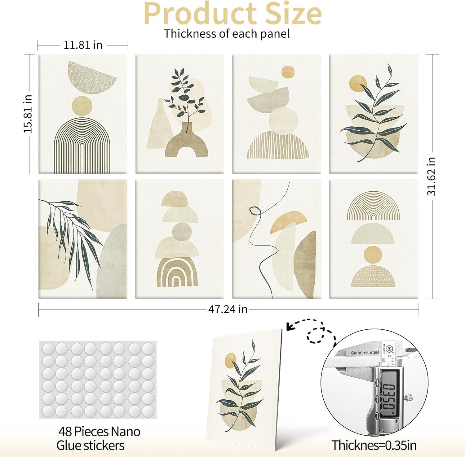 imageArt3d Soundproof Wall Panels 48quotx32quot 8Pack Acoustic Wall Art Panels Sound Absorbing Decorative Wall Panels for Living Room Bedroom Kitchen Studio Polyester UV PrintBoho Style