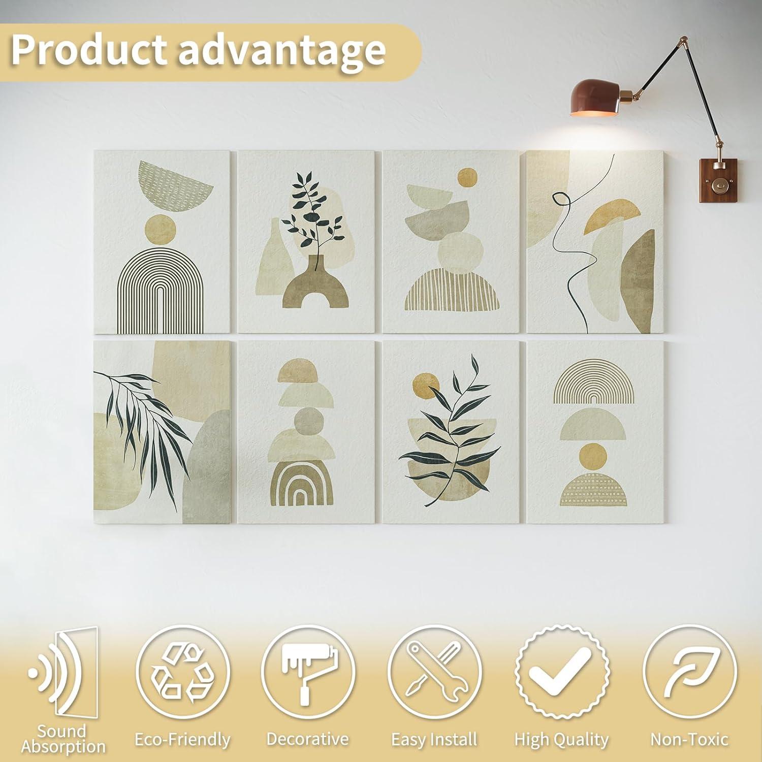 imageArt3d Soundproof Wall Panels 48quotx32quot 8Pack Acoustic Wall Art Panels Sound Absorbing Decorative Wall Panels for Living Room Bedroom Kitchen Studio Polyester UV PrintBoho Style