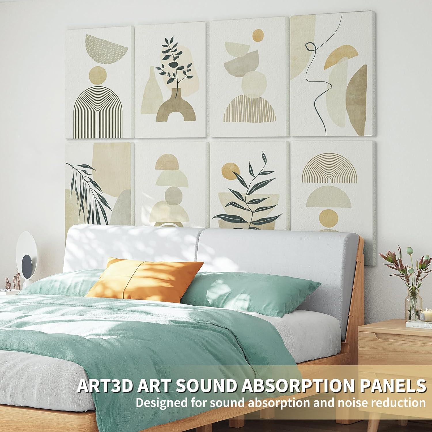 imageArt3d Soundproof Wall Panels 48quotx32quot 8Pack Acoustic Wall Art Panels Sound Absorbing Decorative Wall Panels for Living Room Bedroom Kitchen Studio Polyester UV PrintBoho Style