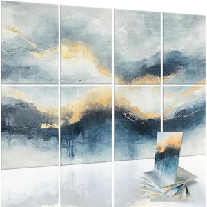 imageArt3d Soundproof Wall Panels 48quotx32quot 8Pack Acoustic Wall Art Panels Sound Absorbing Decorative Wall Panels for Living Room Bedroom Kitchen Studio Polyester UV PrintEthereal Light
