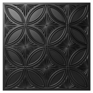 imageArt3d Decorative PVC Black Drop Ceiling Tile 2ft x 2ft Glue up 3D Wall Panel 24 x 24in12pcsBlack