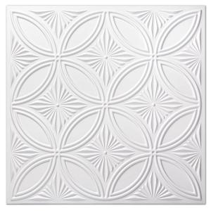 imageArt3d Decorative PVC Black Drop Ceiling Tile 2ft x 2ft Glue up 3D Wall Panel 24 x 24in12pcsWhite