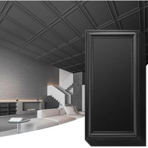 imageArt3d Drop Ceiling Tiles 24x48 Decorative PVC Ceiling Panels Waterproof Rustproof and Durable 12Pack Glue Down Rectangular BlackRectangular Black