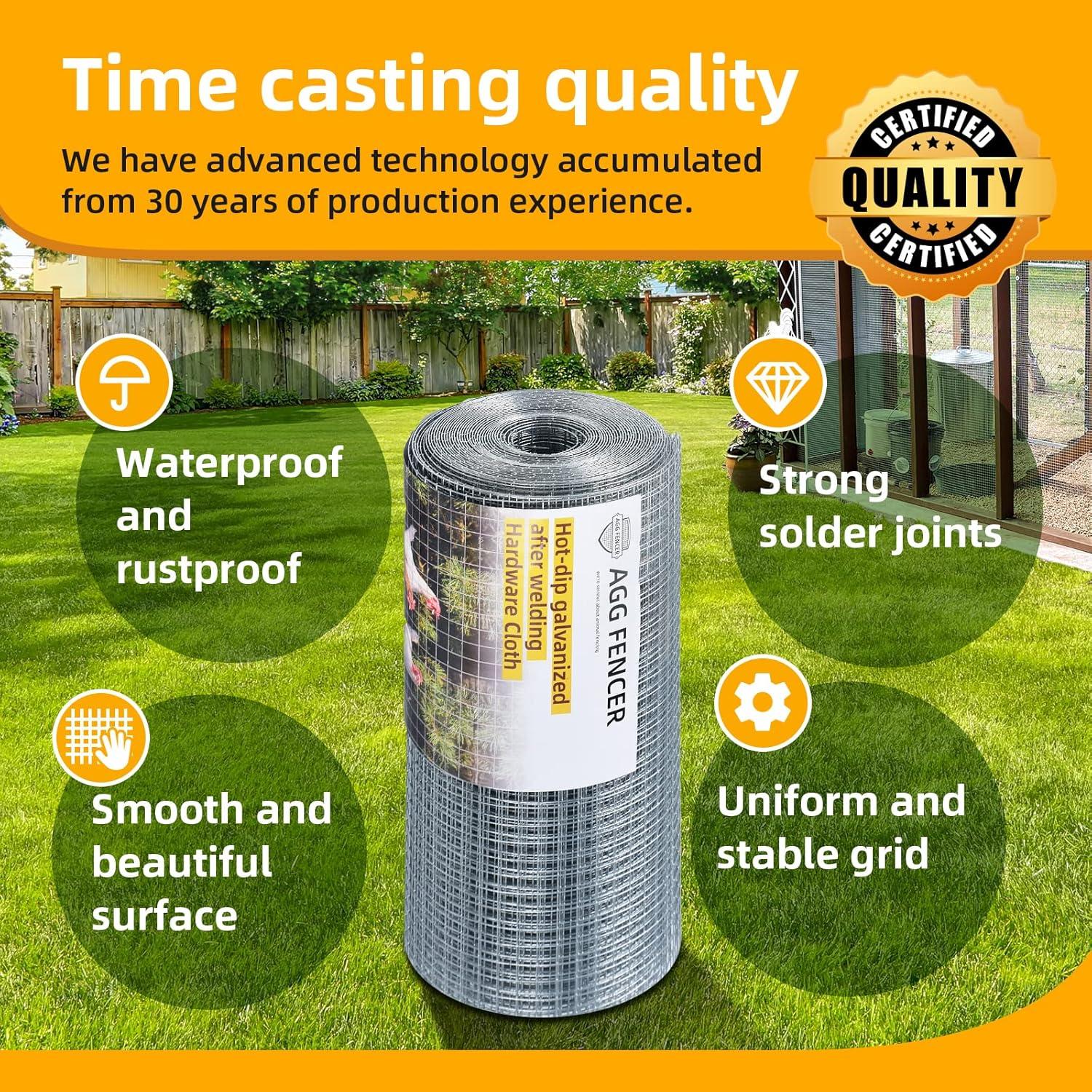 image48in x 100ft Hardware Cloth 12 inch Chicken Wire Fencing HotDipped Galvanized After Welding Garden Plant Supports Welded Metal Chicken Wire Poultry Animal Netting Cage Screen12inch 16in x 100ft