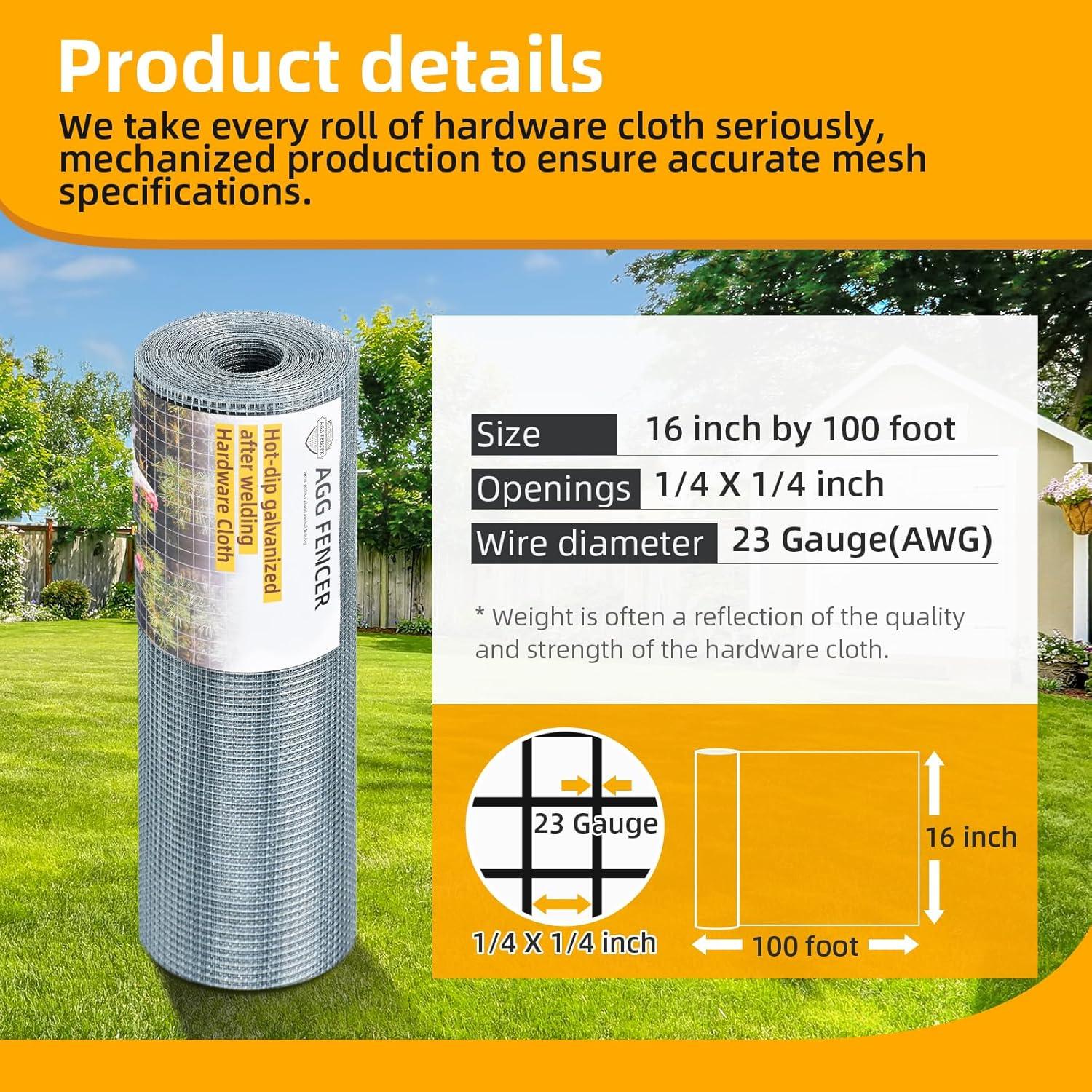 image48in x 100ft Hardware Cloth 12 inch Chicken Wire Fencing HotDipped Galvanized After Welding Garden Plant Supports Welded Metal Chicken Wire Poultry Animal Netting Cage Screen14inch 16in x 100ft