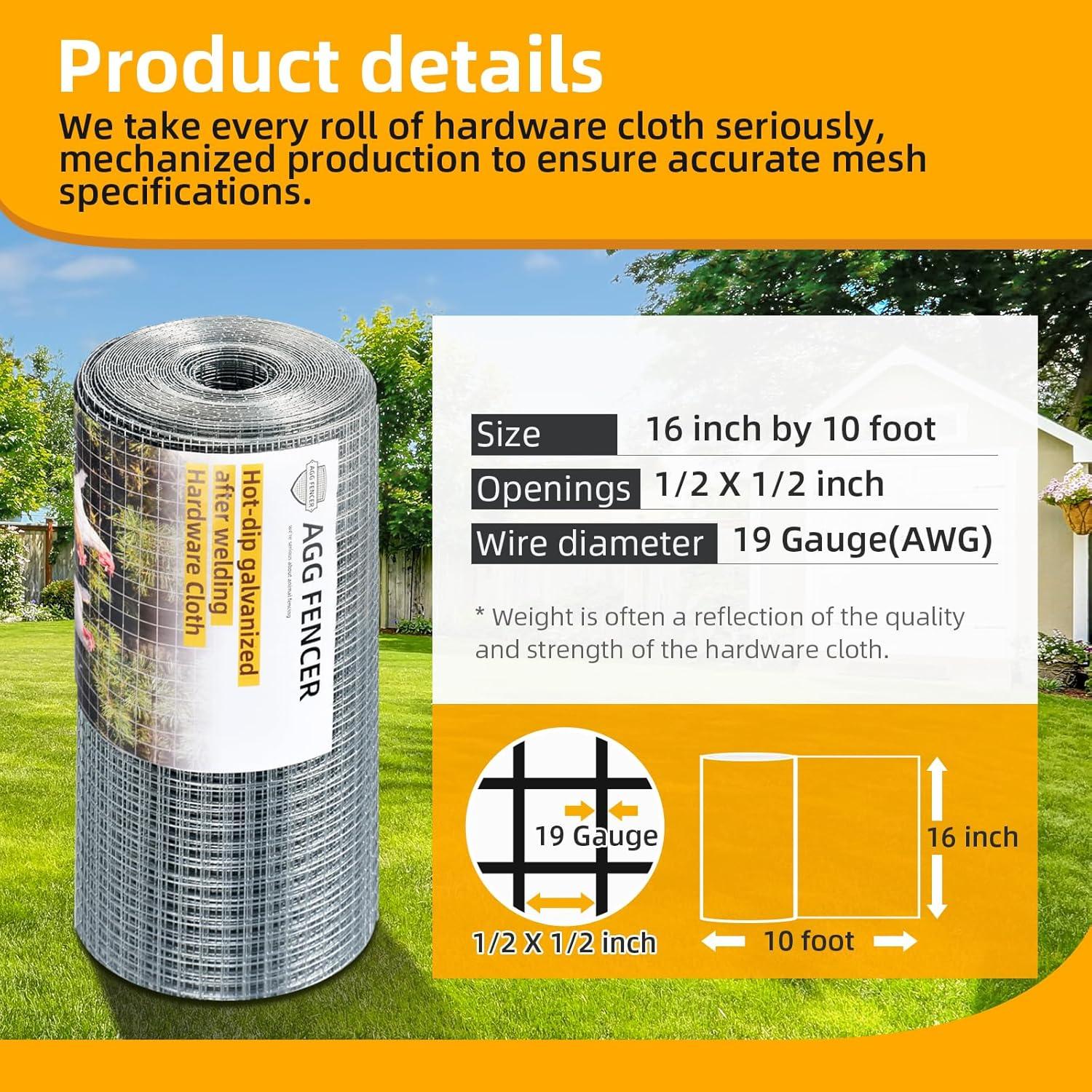 image48in x 100ft Hardware Cloth 12 inch Chicken Wire Fencing HotDipped Galvanized After Welding Garden Plant Supports Welded Metal Chicken Wire Poultry Animal Netting Cage Screen12inch 16in x 10ft
