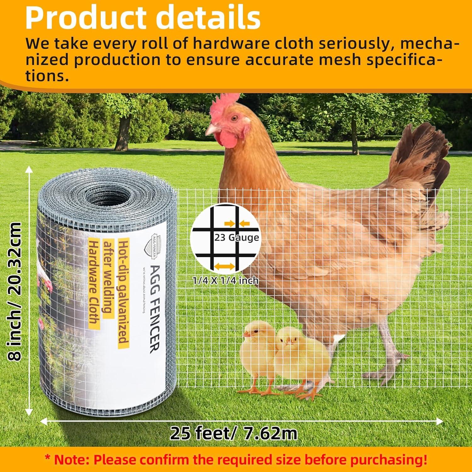 image48in x 100ft Hardware Cloth 12 inch Chicken Wire Fencing HotDipped Galvanized After Welding Garden Plant Supports Welded Metal Chicken Wire Poultry Animal Netting Cage Screen14inch 8in x 25ft
