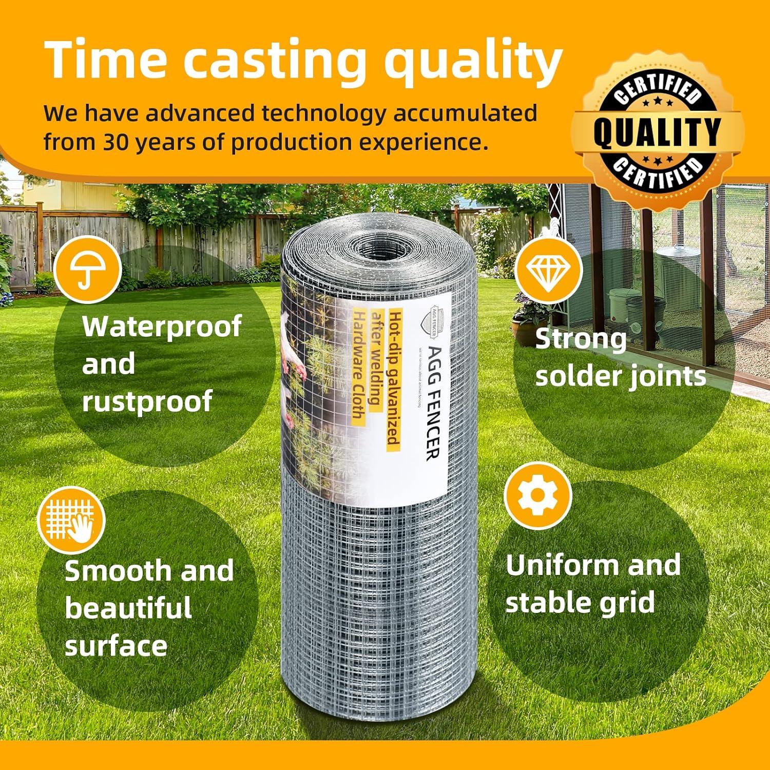 image48in x 100ft Hardware Cloth 12 inch Chicken Wire Fencing HotDipped Galvanized After Welding Garden Plant Supports Welded Metal Chicken Wire Poultry Animal Netting Cage Screen12inch 36in x 50ft
