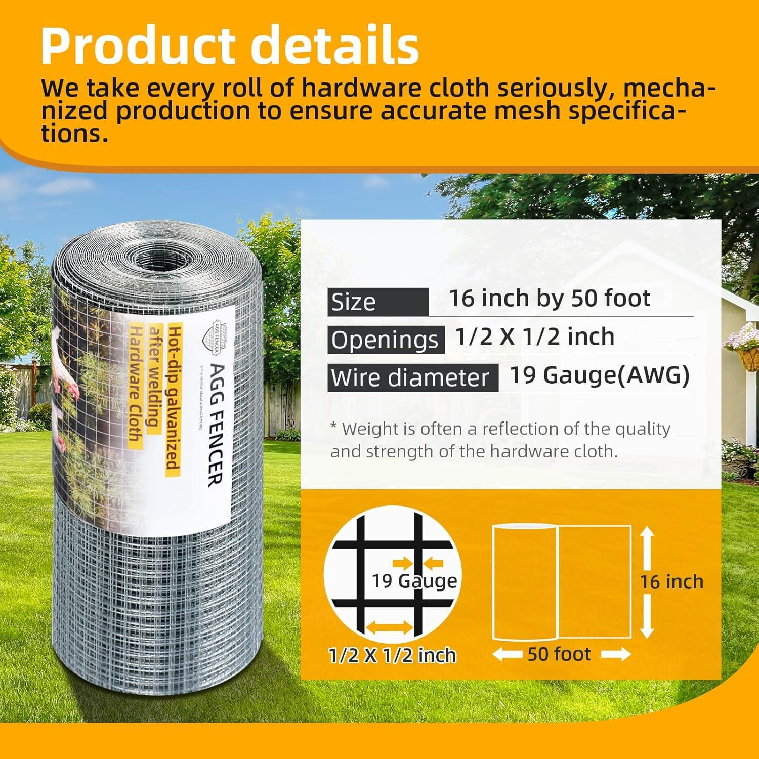 image48in x 100ft Hardware Cloth 12 inch Chicken Wire Fencing HotDipped Galvanized After Welding Garden Plant Supports Welded Metal Chicken Wire Poultry Animal Netting Cage Screen12inch 16in x 50ft