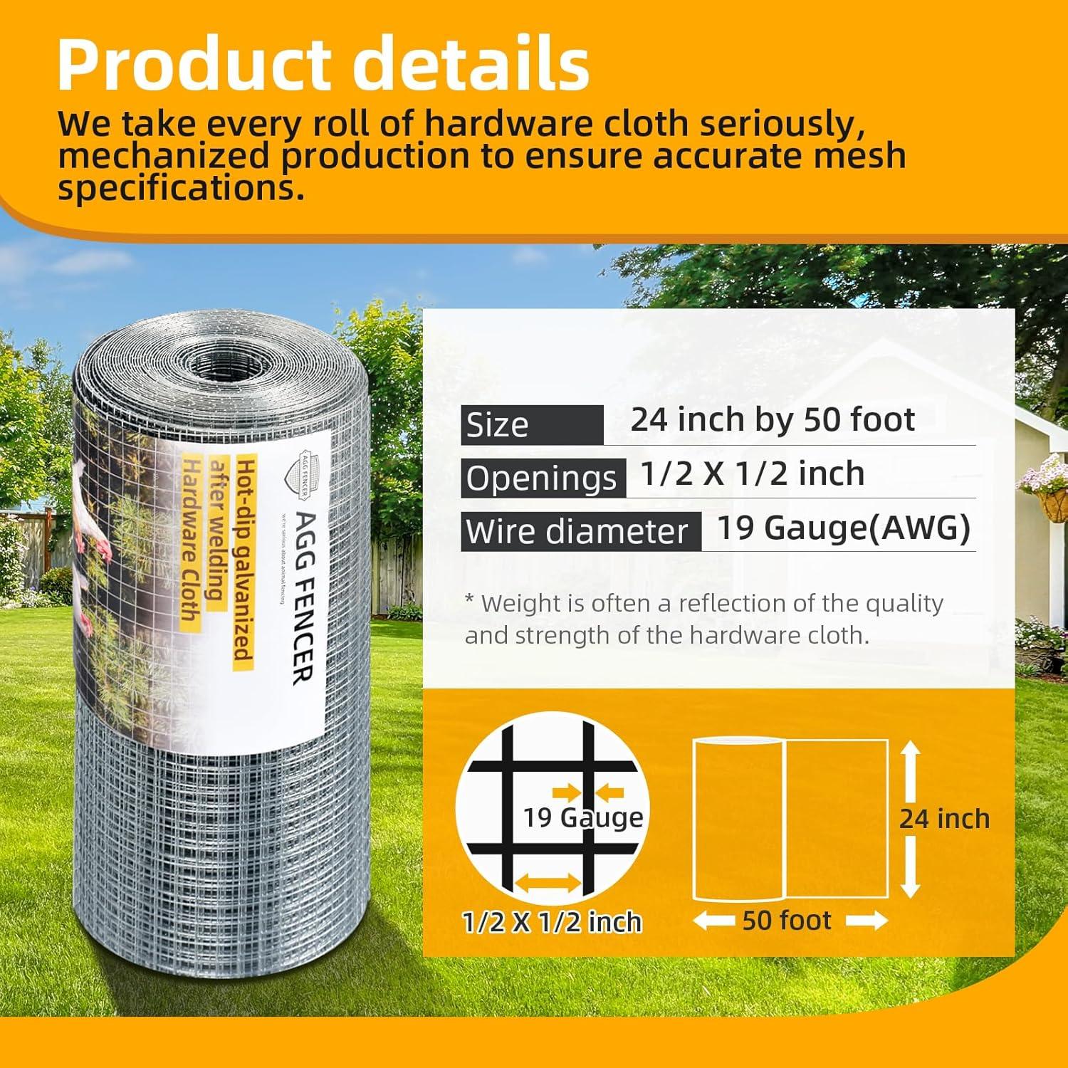 image48in x 100ft Hardware Cloth 12 inch Chicken Wire Fencing HotDipped Galvanized After Welding Garden Plant Supports Welded Metal Chicken Wire Poultry Animal Netting Cage Screen12inch 24in x 50ft