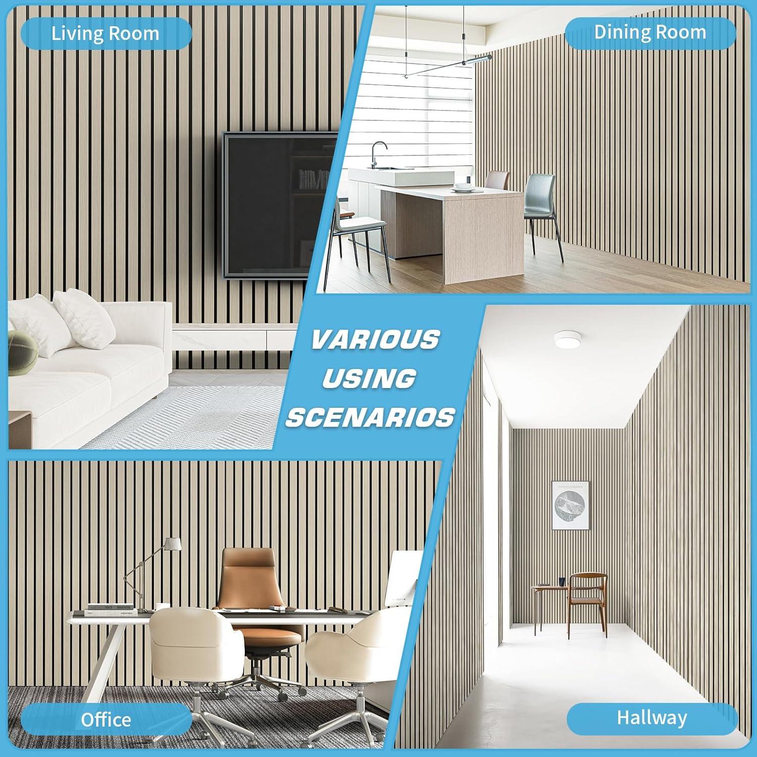 imageArt3d 4Pack GlueOn Wall Panels Wood Grain Texture Interior Wall Decor 104quotx12quot Recycled Polystyrene Wainscoting Panels Low Emission for Living Room BedroomEarth OakSixGrid Oak