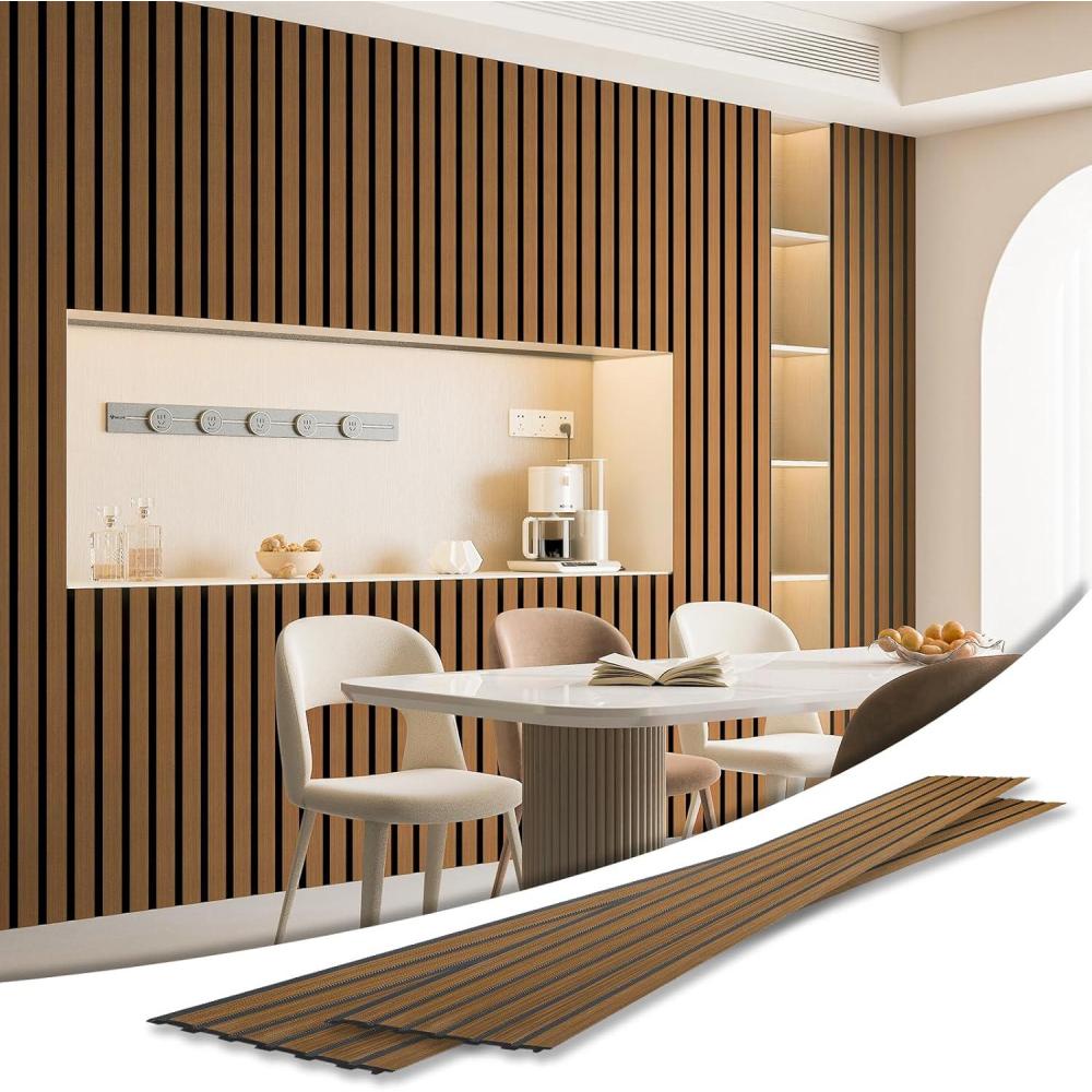 imageArt3d 4Pack GlueOn Wall Panels Wood Grain Texture Interior Wall Decor 104quotx12quot Recycled Polystyrene Wainscoting Panels Low Emission for Living Room BedroomEarth OakSixGrid Rosewood