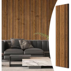 imageArt3d 4Pack GlueOn Wall Panels Wood Grain Texture Interior Wall Decor 104quotx12quot Recycled Polystyrene Wainscoting Panels Low Emission for Living Room BedroomEarth OakEarth Teak