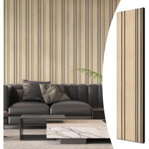 imageArt3d 4Pack GlueOn Wall Panels Wood Grain Texture Interior Wall Decor 104quotx12quot Recycled Polystyrene Wainscoting Panels Low Emission for Living Room BedroomEarth OakEarth Oak