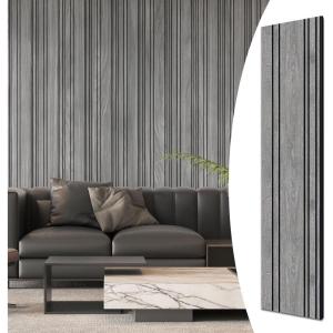 imageArt3d 4Pack GlueOn Wall Panels Wood Grain Texture Interior Wall Decor 104quotx12quot Recycled Polystyrene Wainscoting Panels Low Emission for Living Room BedroomEarth OakEarth Grey Oak