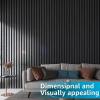 imageArt3d 8 Pack 104quot x 63quot Slat Wall Paneling Glossy Metal Finish WPC 3D Wall Panels Wavy Panels for Interior Wall Decor Living Room Bedroom  Steel GrayClassic BlackSquare