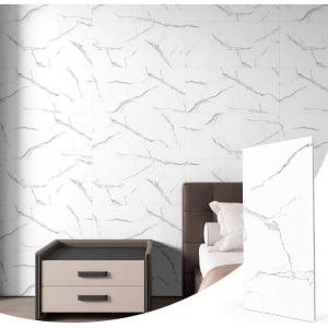 imageArt3d 10Pack 24quotx12quot SPC Wall Panels 20 Sqfeet Waterproof Click Lock Panels for Interior Wall Decor Rigid Core Wall Panel for Bathroom Kitchen Living Room ICY Marble GrayPure Marble white