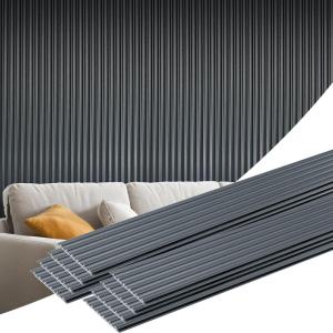 imageArt3d 8 Pack 104quot x 63quot Slat Wall Paneling Glossy Metal Finish WPC 3D Wall Panels Wavy Panels for Interior Wall Decor Living Room Bedroom  Steel GraySteel GrayWavy