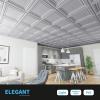imageArt3d 12Pack Drop Ceiling Tiles 24x28 Inch PVC Panels in BlackBrushed Silver